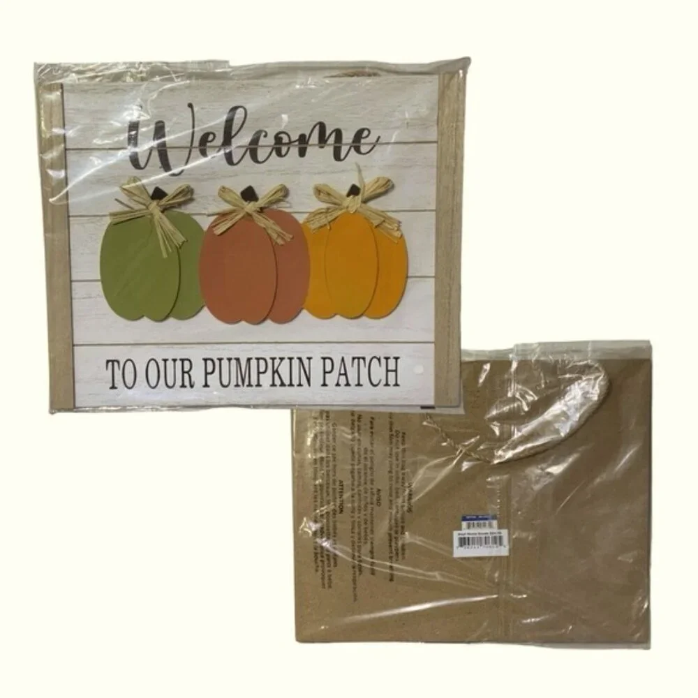 Shabby Chic Wall Hanging Farmhouse Harvest 3D Wood Pumpkin Rustic Multicolor NEW